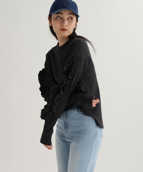 studio CLIP（スタディオクリップ）の「【daily CLIP】フリフリロンT（Tシャツ/カットソー・レディース・ホワイト/ピンク/チャコール・FREE）」の10枚目の写真