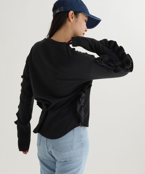 studio CLIP（スタディオクリップ）の「【daily CLIP】フリフリロンT（Tシャツ/カットソー・レディース・ホワイト/ピンク/チャコール・FREE）」の12枚目の写真