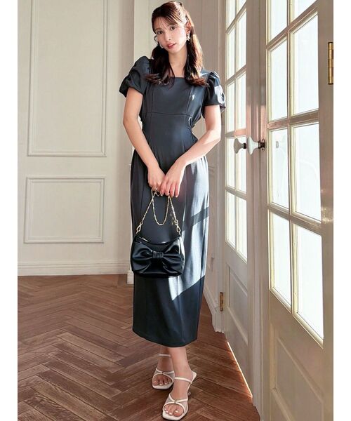 RESEXXY（リゼクシー）の「サイドオープンタイトワンピース（ワンピース・レディース・オレンジ/ネイビー/チャコールグレー・FREE）」の6枚目の写真