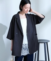 Aunely（オーネリー）の「【Aunely】すぐサラ リネンタッチ ひんやり 半袖 シャツジャケット   マシンウォッシャブル <YOSOOIシリーズ>（テーラードジャケット）」