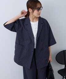 Aunely（オーネリー）の「【Aunely】すぐサラ リネンタッチ ひんやり 半袖 シャツジャケット   マシンウォッシャブル <YOSOOIシリーズ>（テーラードジャケット）」