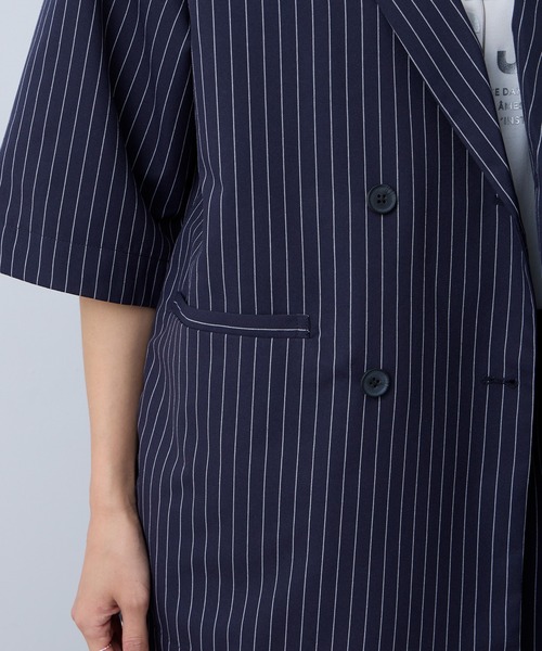 Aunely（オーネリー）の「【Aunely】すぐサラ リネンタッチ ひんやり 半袖 シャツジャケット / マシンウォッシャブル ＜YOSOOIシリーズ＞（テーラードジャケット・レディース・ブラック/ライトベージュ/ブラウン/ネイビー/ネイビー系/グレー・L/M）」の21枚目の写真