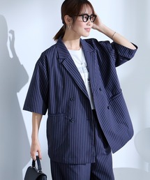 Aunely（オーネリー）の「【Aunely】すぐサラ リネンタッチ ひんやり 半袖 シャツジャケット   マシンウォッシャブル <YOSOOIシリーズ>（テーラードジャケット）」