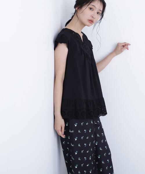 N.（N. Natural Beauty Basic）（エヌエヌナチュラルビューティーベーシック）の「コットン刺繍ブラウス（シャツ/ブラウス・レディース・ブラック/オフホワイト/レッド/ピンク・ﾌﾘ-）」の7枚目の写真