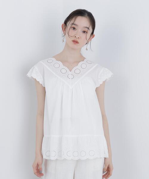 N.（N. Natural Beauty Basic）（エヌエヌナチュラルビューティーベーシック）の「コットン刺繍ブラウス（シャツ/ブラウス・レディース・ブラック/オフホワイト/レッド/ピンク・ﾌﾘ-）」の16枚目の写真