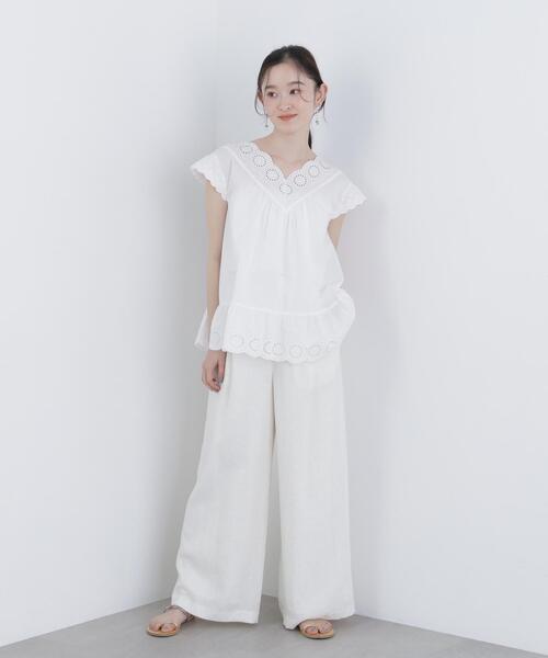 N.（N. Natural Beauty Basic）（エヌエヌナチュラルビューティーベーシック）の「コットン刺繍ブラウス（シャツ/ブラウス・レディース・ブラック/オフホワイト/レッド/ピンク・ﾌﾘ-）」の18枚目の写真
