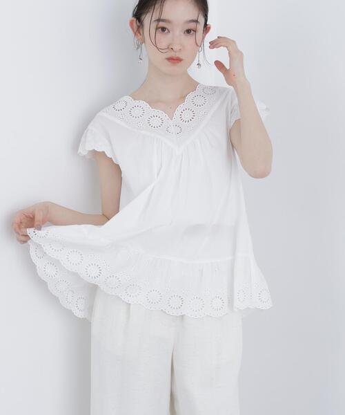 N.（N. Natural Beauty Basic）（エヌエヌナチュラルビューティーベーシック）の「コットン刺繍ブラウス（シャツ/ブラウス・レディース・ブラック/オフホワイト/レッド/ピンク・ﾌﾘ-）」の20枚目の写真