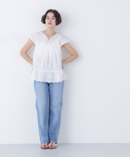 N.(N. Natural Beauty Basic)(エヌエヌナチュラルビューティーベーシック)の「コットン刺繍ブラウス(シャツ/ブラウス・レディース・ブラック/オフホワイト/レッド/ピンク・フリ-)」の7枚目の写真