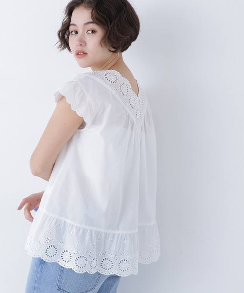 N.(N. Natural Beauty Basic)(エヌエヌナチュラルビューティーベーシック)の「コットン刺繍ブラウス(シャツ/ブラウス・レディース・ブラック/オフホワイト/レッド/ピンク・フリ-)」の8枚目の写真