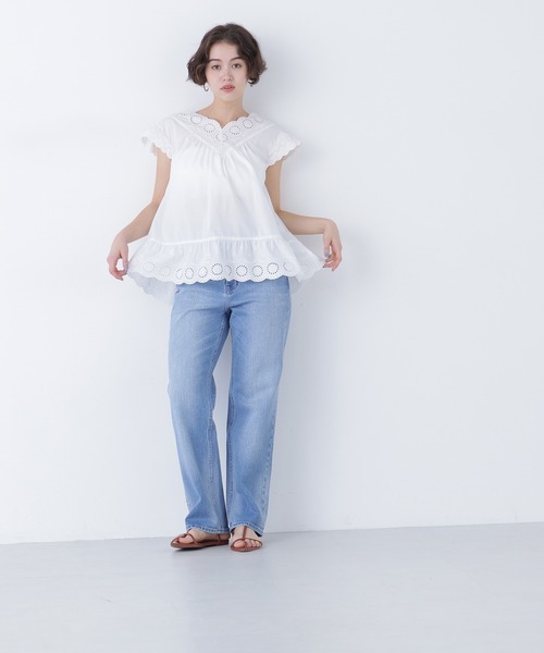 N.(N. Natural Beauty Basic)(エヌエヌナチュラルビューティーベーシック)の「コットン刺繍ブラウス(シャツ/ブラウス・レディース・ブラック/オフホワイト/レッド/ピンク・フリ-)」の11枚目の写真