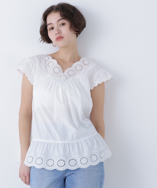 N.(N. Natural Beauty Basic)(エヌエヌナチュラルビューティーベーシック)の「コットン刺繍ブラウス(シャツ/ブラウス・レディース・ブラック/オフホワイト/レッド/ピンク・フリ-)」の12枚目の写真