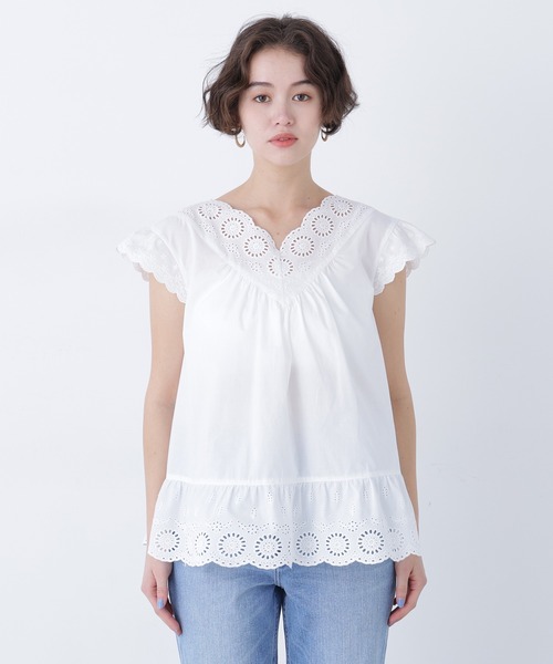 N.(N. Natural Beauty Basic)(エヌエヌナチュラルビューティーベーシック)の「コットン刺繍ブラウス(シャツ/ブラウス・レディース・ブラック/オフホワイト/レッド/ピンク・フリ-)」の13枚目の写真