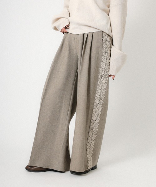 Floran（フローラン）の「ストレッチサイドレースパンツ（スラックス・レディース・ベージュ/グレー/ブラック・FREE）」の3枚目の写真