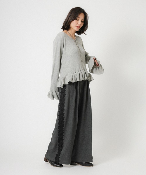 Floran（フローラン）の「ストレッチサイドレースパンツ（スラックス・レディース・ベージュ/グレー/ブラック・FREE）」の11枚目の写真