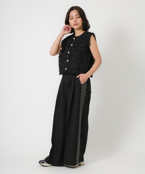 Floran（フローラン）の「ストレッチサイドレースパンツ（スラックス・レディース・ベージュ/グレー/ブラック・FREE）」の7枚目の写真