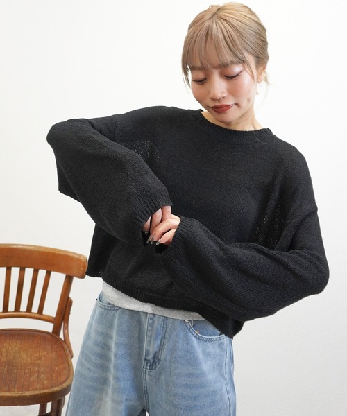 gossara(ゴサラ)の「シアーニットプルオーバー(ニット/セーター・レディース・アイボリー/ベージュ/ネイビー/ブラック・FREE)」の15枚目の写真