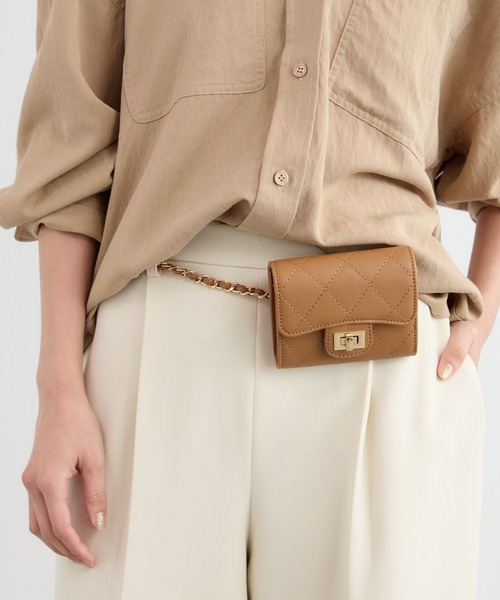 BARNYARDSTORM（バンヤードストーム）の「BARNYARDSTORM / キルティングチェーンミニバッグ（ショルダーバッグ・レディース・ブラック/ベージュ・FREE）」の6枚目の写真