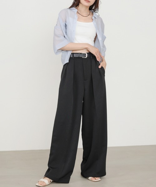 Bab（バブ）の「【サイズ展開あり】ツータックワイドパンツ（その他パンツ・レディース・ライトブルー/ブラック/アイボリー・S/M/L）」の2枚目の写真