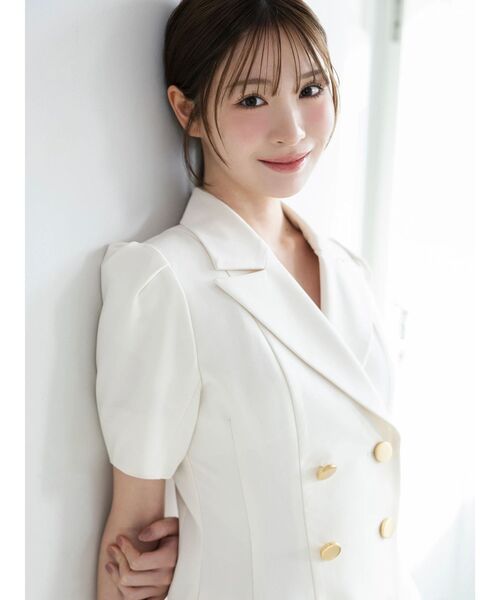 MERCURYDUO(マーキュリーデュオ)の「ハーフスリーブフィットアンドフレアジャケットワンピース(ワンピース・レディース・アイボリー/グレー・MEDIUM/SMALL)」の22枚目の写真