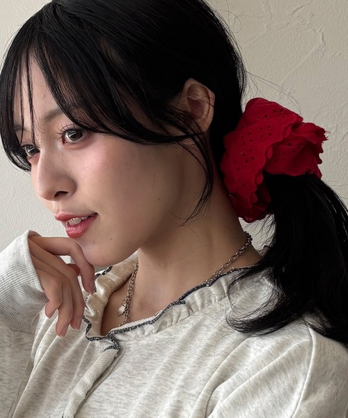 kutir(クティール)の「kutirlune/レースシュシュ(シュシュ・レディース・イエロー/アイボリー/ブルー/ライトホワイト/レッド/ピンク・FREE)」の12枚目の写真