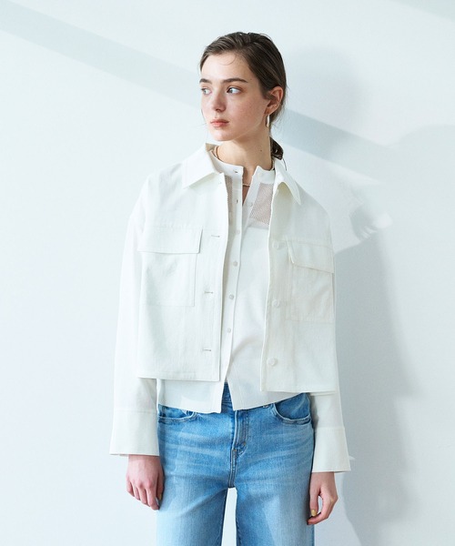 N.O.R.C（ノーク）の「【トリアセリネン】ステンカラーブルゾン（ブルゾン・レディース・ホワイト/ベージュ/ネイビー・フリー）」の5枚目の写真