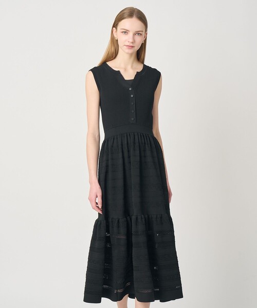 ANAYI（アナイ）の「【セットアップ対応商品】ニッティングレースティアード ワンピース（ワンピース・レディース・モカ/ブラック・38/36）」の2枚目の写真