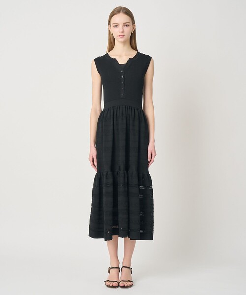 ANAYI（アナイ）の「【セットアップ対応商品】ニッティングレースティアード ワンピース（ワンピース・レディース・モカ/ブラック・38/36）」の3枚目の写真