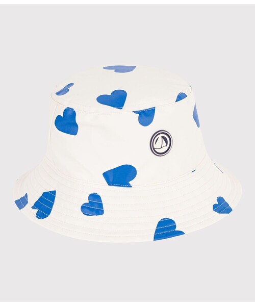 PETIT BATEAU(プチバトー)の「ハートプリントクロシェ(ハット・キッズ・ホワイト×ブルー・4YEAR/8YEAR/12YEAR)」の2枚目の写真