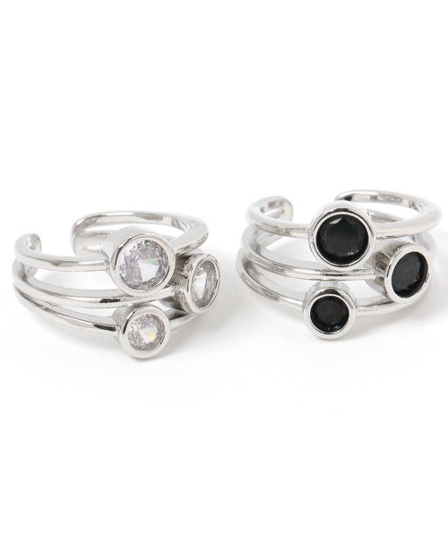 niko and...（ニコアンド）の「ビジュー付きリング（リング・レディース・ブラック/グレー・0）」の4枚目の写真