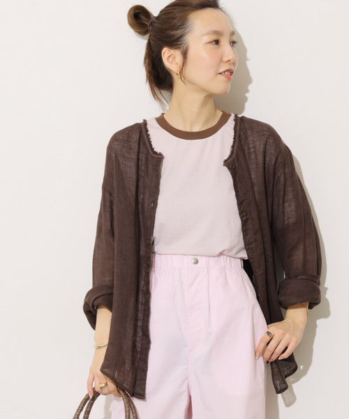 JOURNAL STANDARD relume(ジャーナルスタンダード レリューム)の「リネンガーゼ2WAYカーディガン(シャツ/ブラウス・レディース・ブラック/ブラウン/ホワイト・FREE)」の22枚目の写真