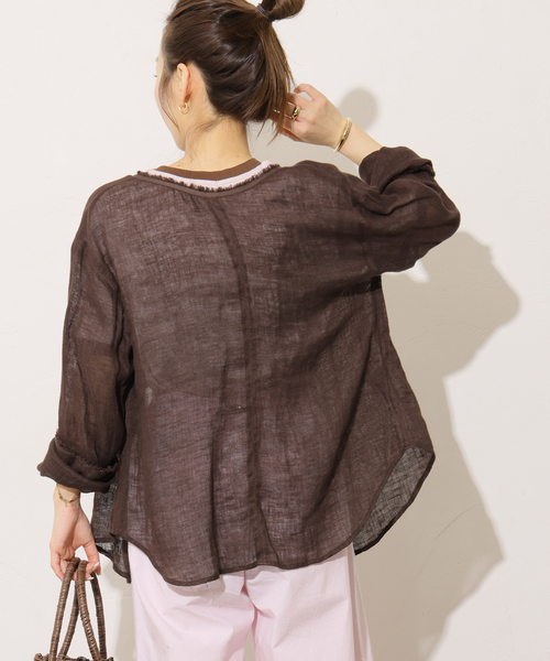 JOURNAL STANDARD relume(ジャーナルスタンダード レリューム)の「リネンガーゼ2WAYカーディガン(シャツ/ブラウス・レディース・ブラック/ブラウン/ホワイト・FREE)」の20枚目の写真
