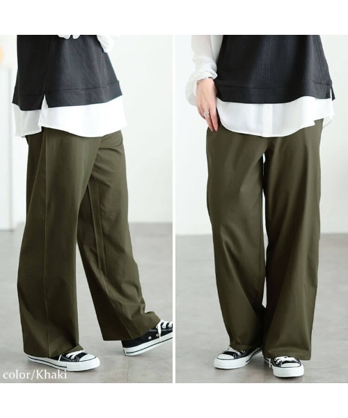 GOLDJAPAN(ゴールドジャパン)の「接触冷感ストレッチワイドパンツ【大きいサイズ対応】(チノパンツ・レディース・チャコールグレー/ネイビー/カーキ/アイボリー/ブラック・4L/3L/LL/5L)」の15枚目の写真