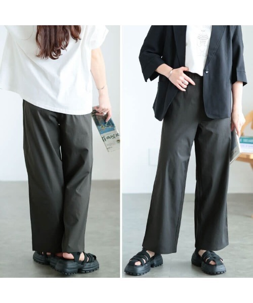 GOLDJAPAN(ゴールドジャパン)の「接触冷感ストレッチワイドパンツ【大きいサイズ対応】(チノパンツ・レディース・チャコールグレー/ネイビー/カーキ/アイボリー/ブラック・4L/3L/LL/5L)」の17枚目の写真