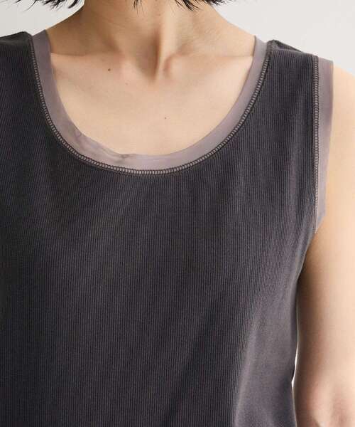 Green　Parks（グリーンパークス）の「チュールドッキングタンク（タンクトップ・レディース・ブラック/チャコールグレー/オフホワイト・FREE）」の10枚目の写真