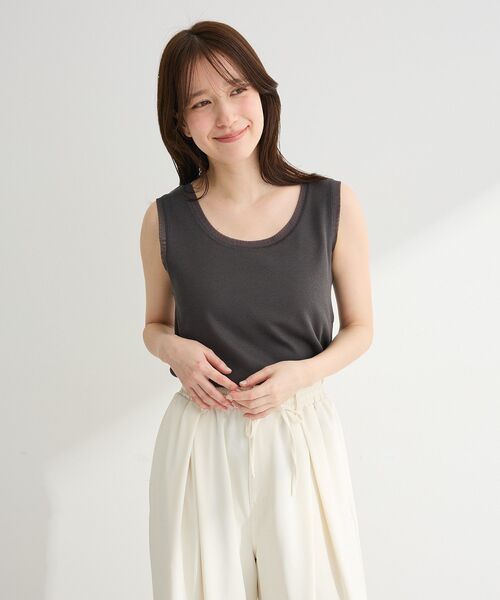 Green　Parks（グリーンパークス）の「チュールドッキングタンク（タンクトップ・レディース・ブラック/チャコールグレー/オフホワイト・FREE）」の11枚目の写真