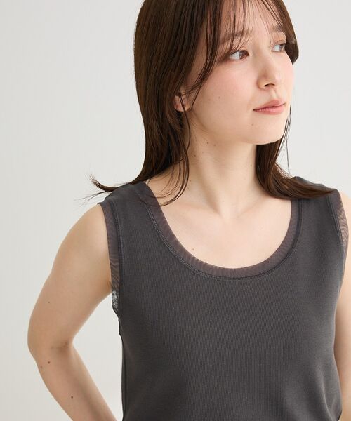 Green　Parks（グリーンパークス）の「チュールドッキングタンク（タンクトップ・レディース・ブラック/チャコールグレー/オフホワイト・FREE）」の13枚目の写真