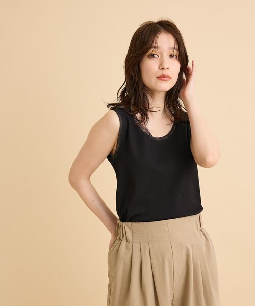 Green　Parks（グリーンパークス）の「チュールドッキングタンク（タンクトップ・レディース・ブラック/チャコールグレー/オフホワイト・FREE）」の18枚目の写真