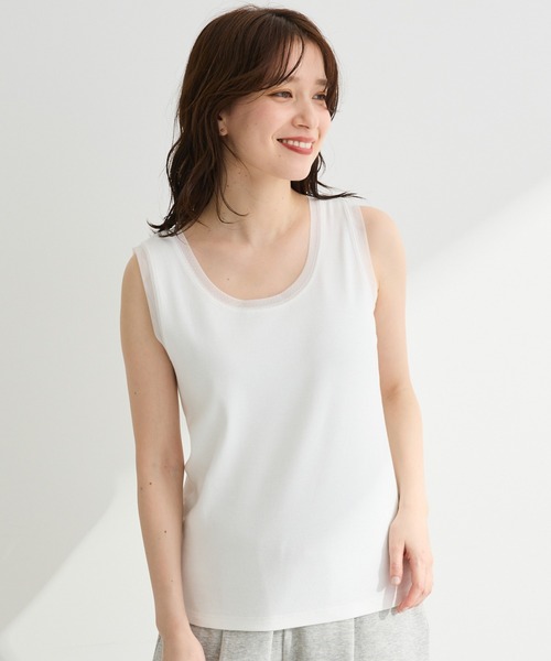 Green　Parks（グリーンパークス）の「チュールドッキングタンク（タンクトップ・レディース・ブラック/チャコールグレー/オフホワイト・FREE）」の2枚目の写真