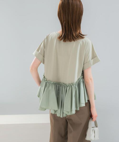 URBAN RESEARCH ROSSO WOMEN（アーバンリサーチ　ロッソ）の「タフタドッキングティアードTEEブラウス（Tシャツ/カットソー・レディース・ブラック/ライトカーキ/オフホワイト・FREE）」の6枚目の写真