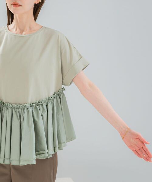 URBAN RESEARCH ROSSO WOMEN（アーバンリサーチ　ロッソ）の「タフタドッキングティアードTEEブラウス（Tシャツ/カットソー・レディース・ブラック/ライトカーキ/オフホワイト・FREE）」の12枚目の写真