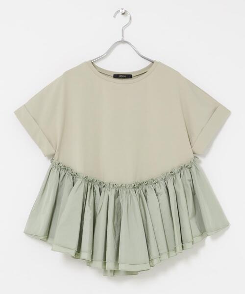 URBAN RESEARCH ROSSO WOMEN（アーバンリサーチ　ロッソ）の「タフタドッキングティアードTEEブラウス（Tシャツ/カットソー・レディース・ブラック/ライトカーキ/オフホワイト・FREE）」の13枚目の写真