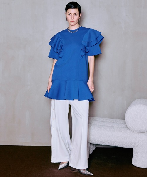 MAISON SPECIAL(メゾンスペシャル)の「Button Slit Turn-Back Sweat Pants/ボタンスリットターンバックスウエットパンツ(スウェットパンツ・レディース・ブラウン/ホワイト/グレー/ブラック・38/36)」の2枚目の写真