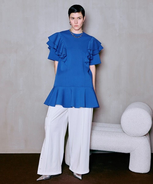 MAISON SPECIAL(メゾンスペシャル)の「Button Slit Turn-Back Sweat Pants/ボタンスリットターンバックスウエットパンツ(スウェットパンツ・レディース・ブラウン/ホワイト/グレー/ブラック・38/36)」の5枚目の写真