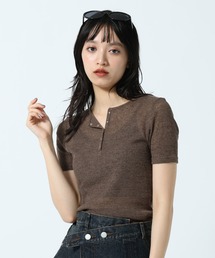 PAGEBOY | フローズンヘンリープルオーバーショートスリーブ【そのままでも重ねて着ても使える】(Tシャツ/カットソー)