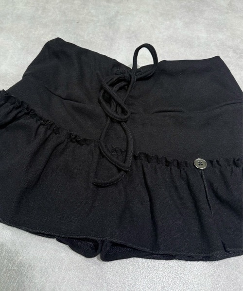 Never mind the XU / Chikashitsu+(ネバーマインド ザ エックスユー / チカシツプラス)の「【nmtc+】border culotte skirt / 【エヌエムティーシープラス】ボーダーキュロットスカート <着用動画あり>(スカート・レディース・グレー/ブラック・ONE SIZE)」の10枚目の写真