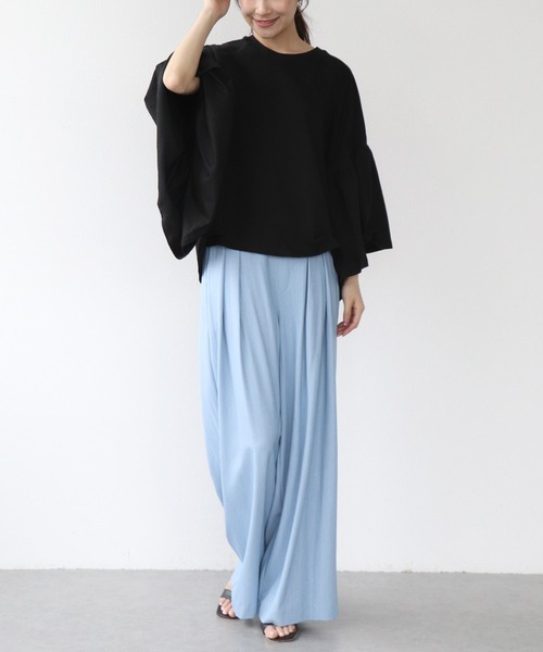 Jines(ジネス)の「テンセルデニム2タックワイドパンツ(デニムパンツ・レディース・インディゴブルー/ライトブルー・38)」の7枚目の写真