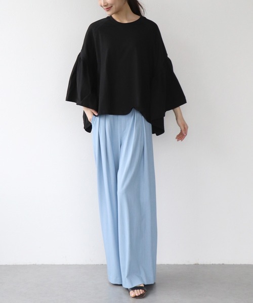 Jines(ジネス)の「テンセルデニム2タックワイドパンツ(デニムパンツ・レディース・インディゴブルー/ライトブルー・38)」の8枚目の写真