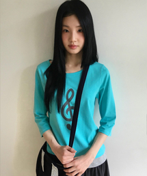 メロディボートネック3/4Tシャツ[ミントブルー]