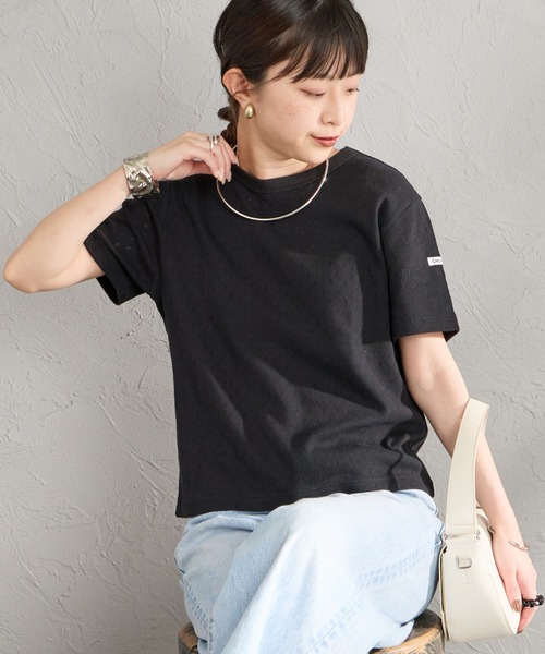 ORCIVAL（オーシバル）の「[ORCIVAL/オーシバル] パターンメッシュ クルーネックTシャツ（Tシャツ/カットソー・レディース・ブラック/オフホワイト・2）」の2枚目の写真