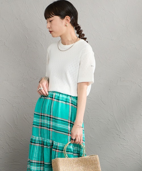ORCIVAL（オーシバル）の「[ORCIVAL/オーシバル] パターンメッシュ クルーネックTシャツ（Tシャツ/カットソー・レディース・ブラック/オフホワイト・2）」の13枚目の写真